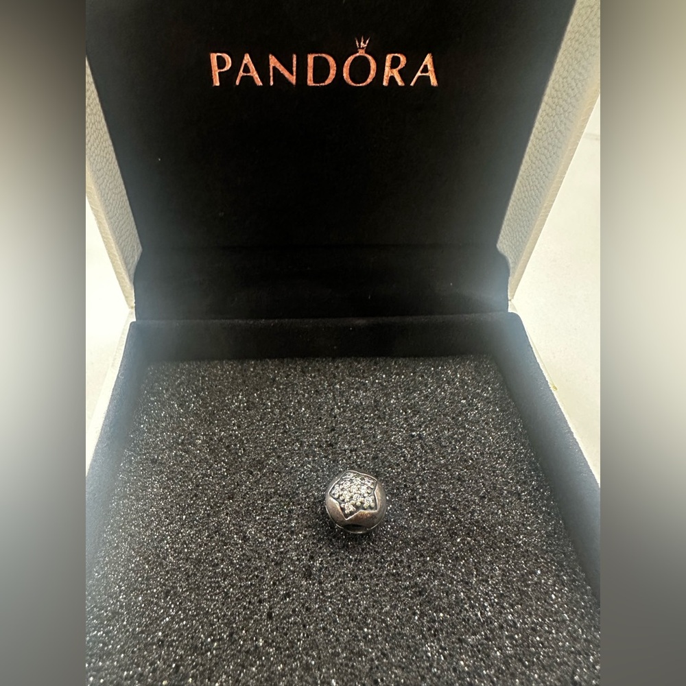 Pandora Jewelry Pave Studded Star Clip Charm Sterling Silver One Size